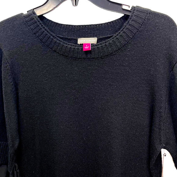 Vince Camuto NWT Layered Mixed Media Long Sleeve Black Sweater Dress Small - Picture 7 of 12